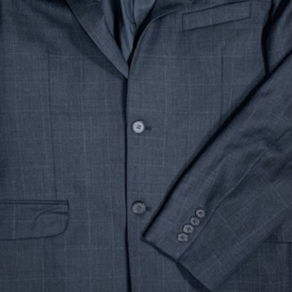 Coppley Charcoal Windowpane 2 Button Suit Jacket - Picture 7 of 8